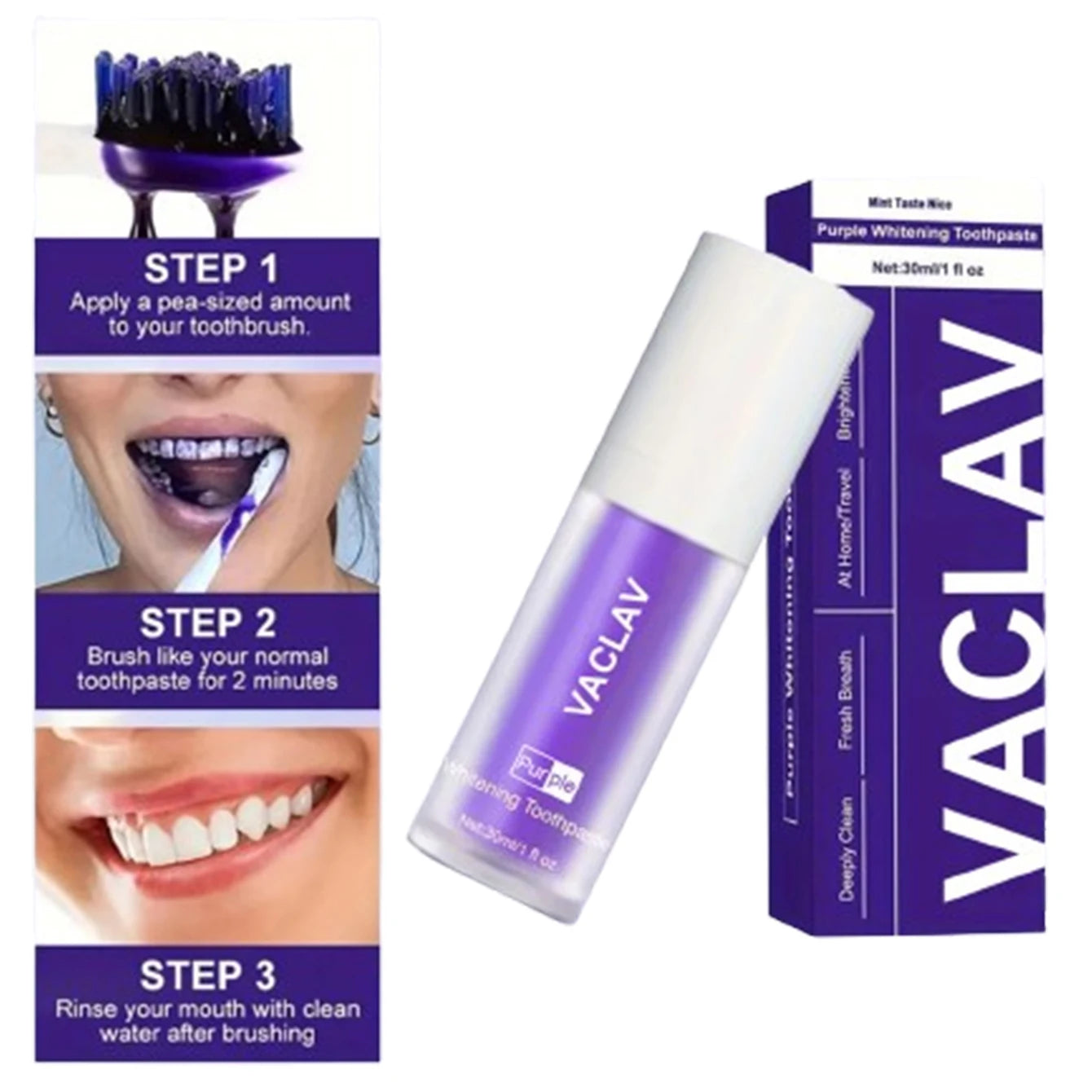 Dentifrice Violet Blanchissant ✨ - Résultats Instantanés